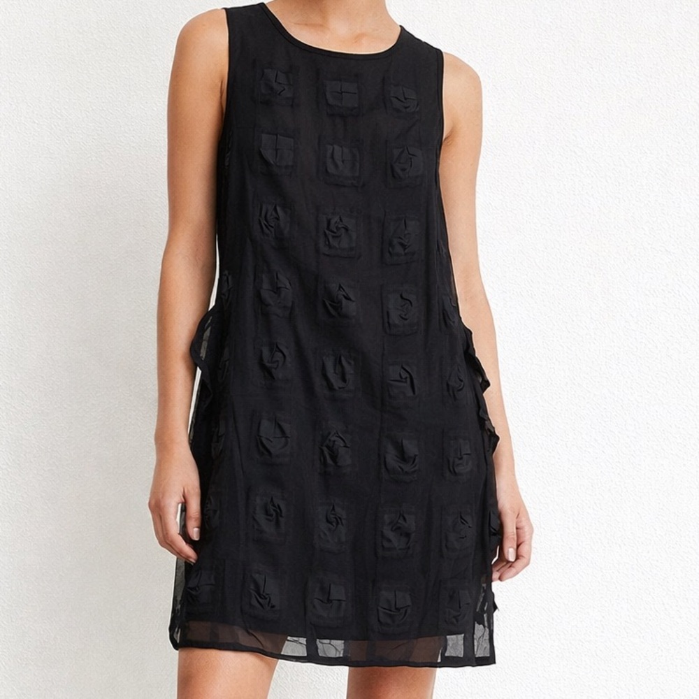 Liviana Conti Avant-Garde Textured Layered Sheer Mini Dress Black Size S